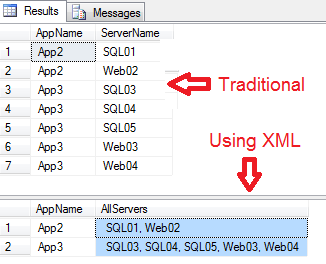 For xml path multiple rows